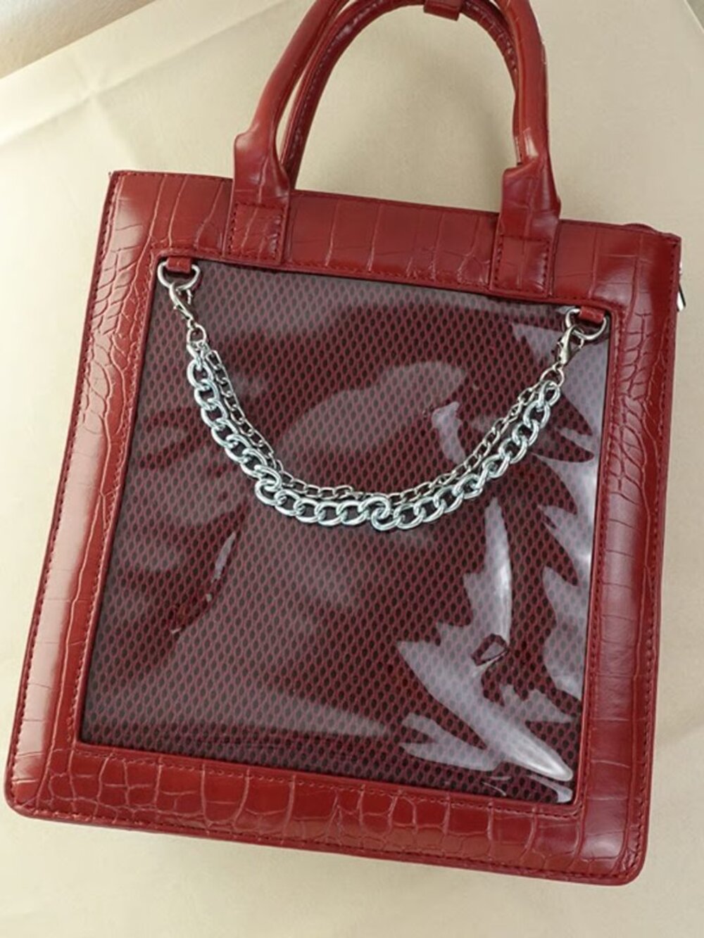 Cherry Red Crocodile Ita Bag Y2K Vegan Leather Crossbody Shoulder Bag Anime Bag